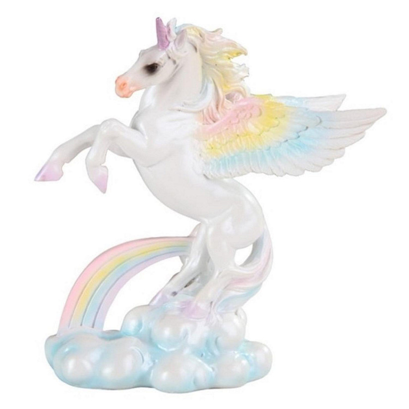 FC Design 5"H Rainbow Winged Unicorn Standing on Cloud Pegasus Statue Fantasy Decoration Figurine Image