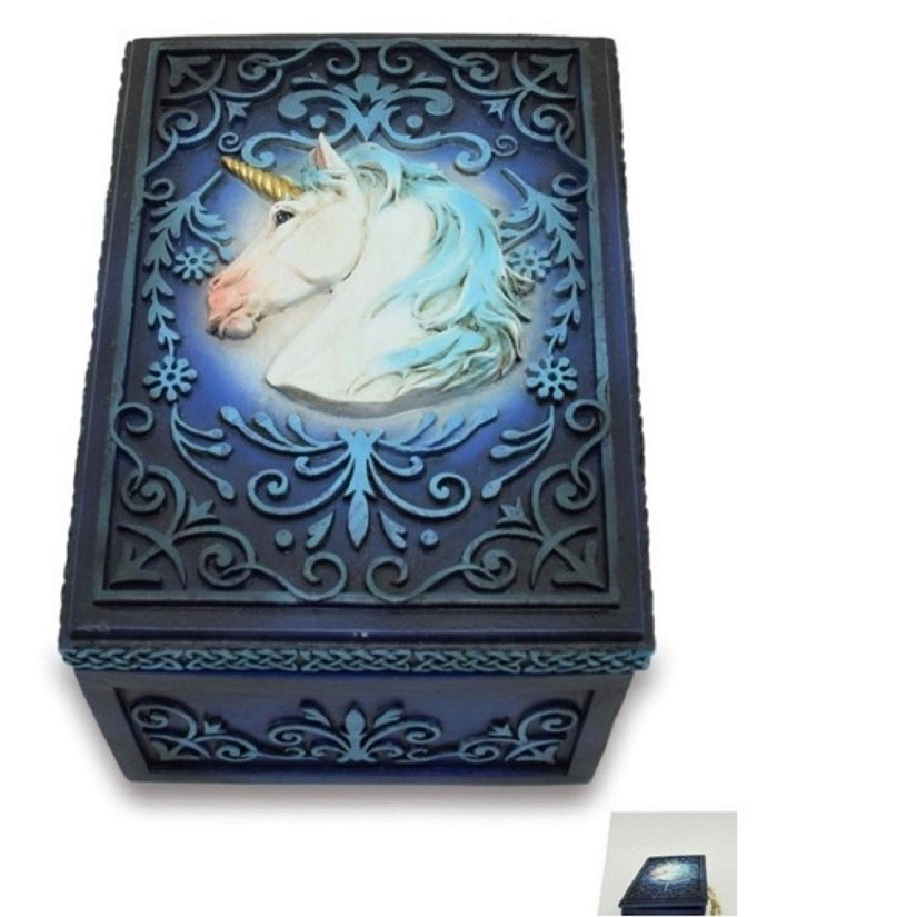 FC Design 5"W Blue Unicorn Trinket Box Statue Fantasy Decoration Figurine Image