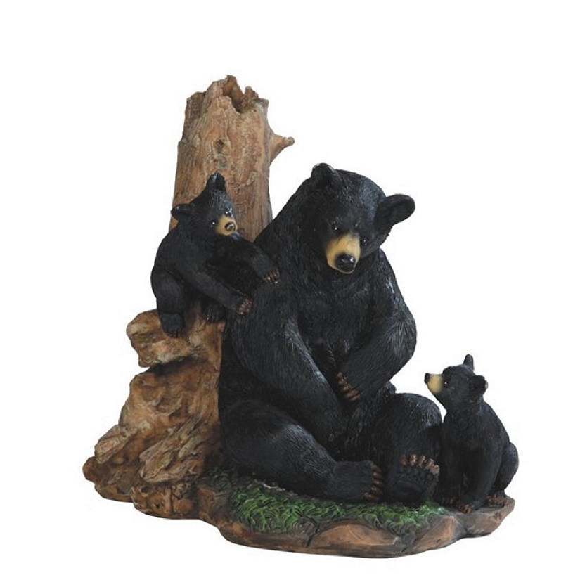 FC Design 6.5H Black Bear with Cubs Lying on Tree Figurine