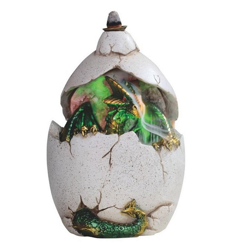 FC Design 6.5"H Green Dragon in Egg Backflow Incense Burner with LED