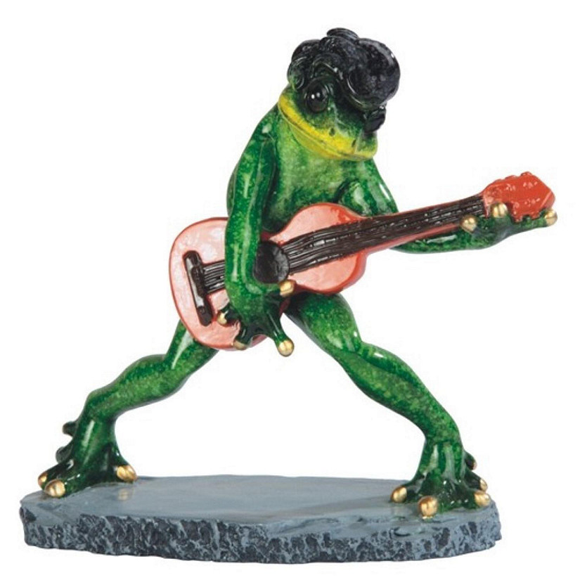 FC Design 6"H Musician Frog Statue Frog with Guitar Funny Animal Decoration Figurine Image