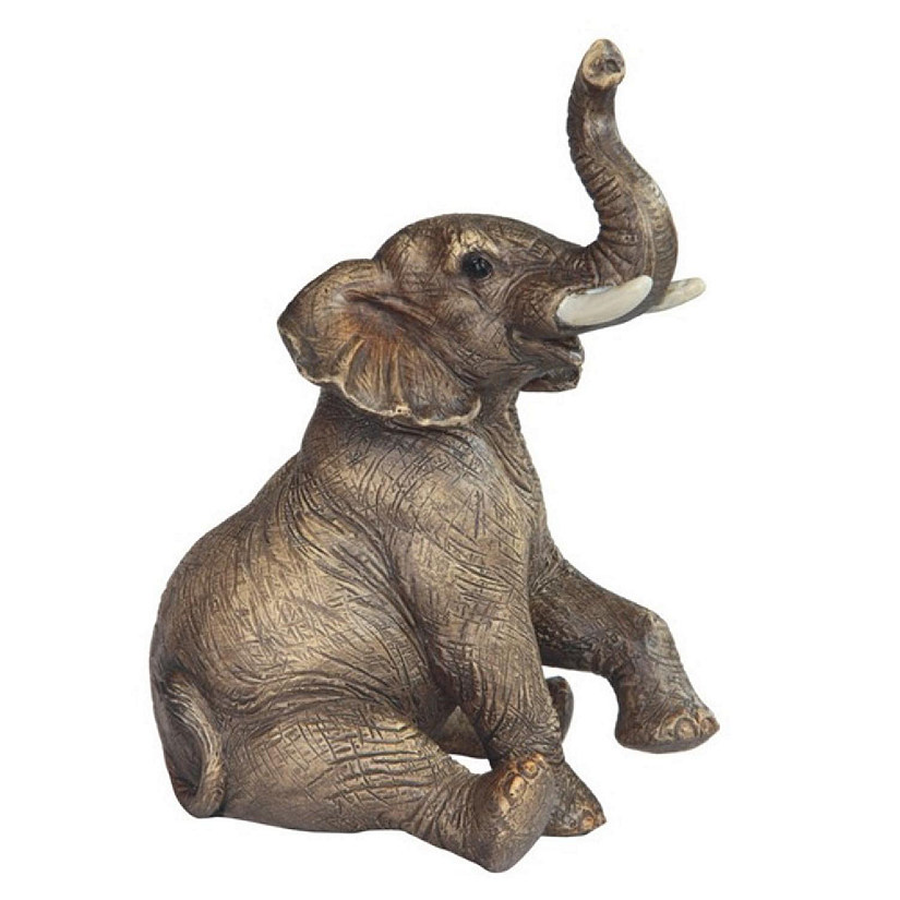 FC Design 6"H Wildlife Sitting Elephant with Trunk Up Figurine Image