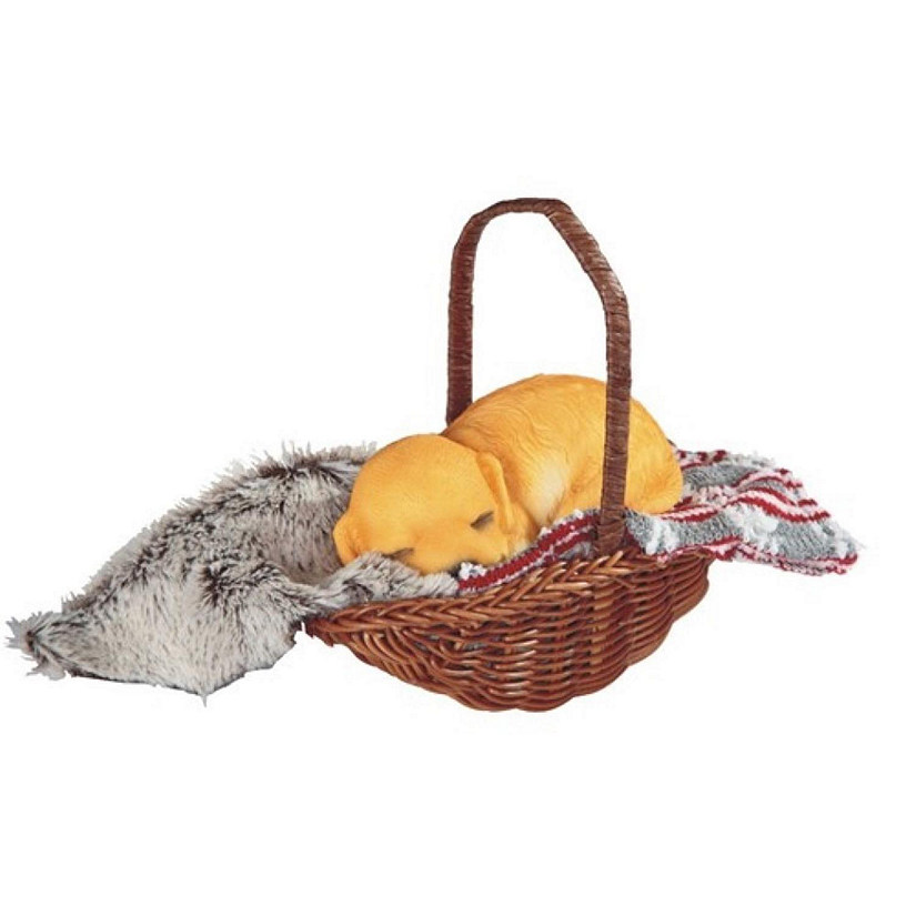 FC Design 6"W Puppy Dog Sleeping in Basket with Blanket Figurine Image