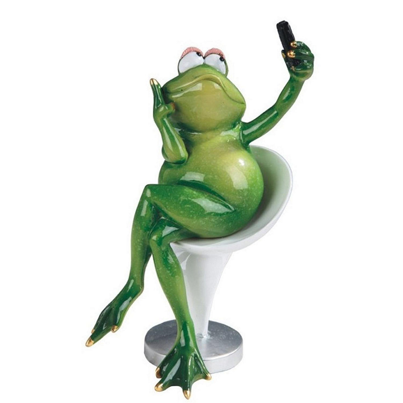 FC Design 7.5"H Frog Taking Selfie Picture Statue Funny Animal Decoration Figurine Image