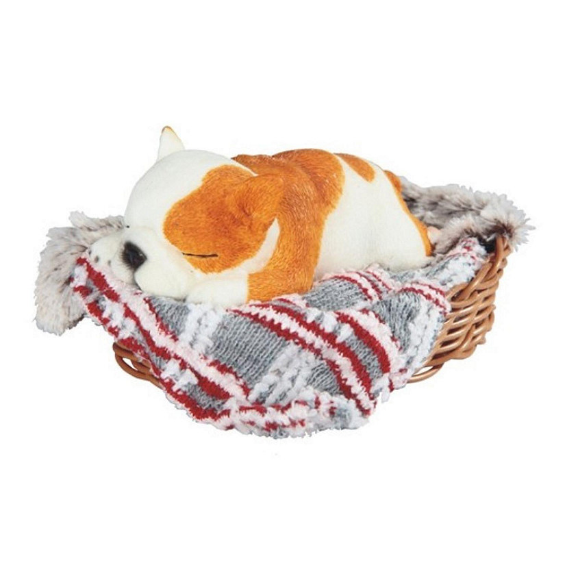 FC Design 7.75"W Puppy Dog Sleeping in Basket with Woven Blanket Figurine Image