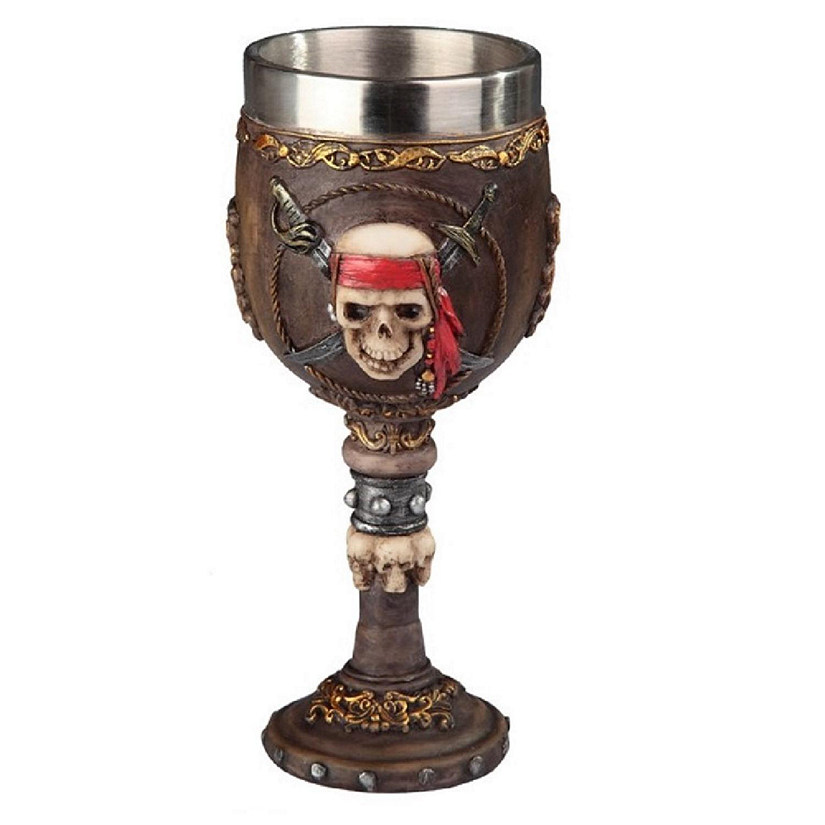 FC Design 7"H Medieval Pirate Skull Goblet Wine Cup Skeleton Party Cup Fantasy Decoration Image
