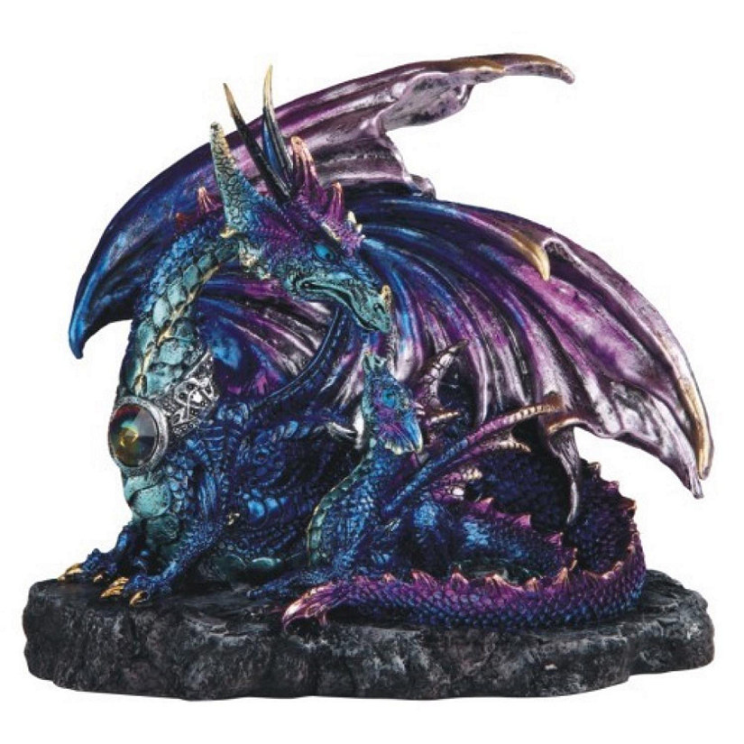 FC Design 7"W Blue and Purple Dragon with Baby Dragon Statue Fantasy Decoration Figurine Image