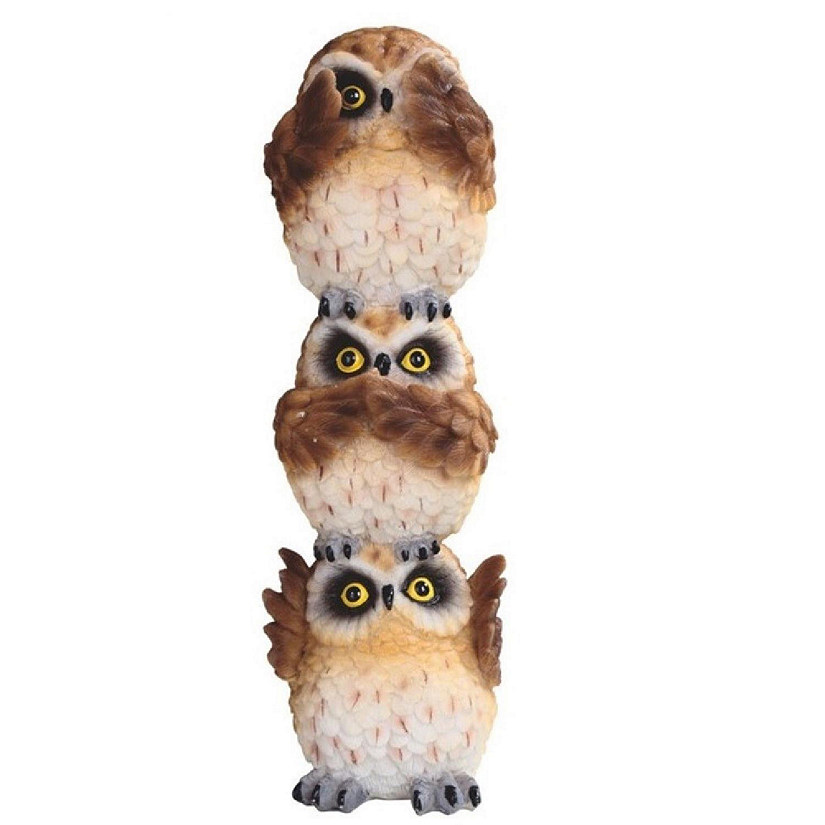 FC Design 8H Hear-No, See-No, Speak-No Evil Stacked Owls Statue Wild Animal  Decoration Figurine