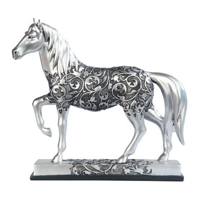 FC Design 8"W Decorative Craved Silver Horse Figurine with Base Image