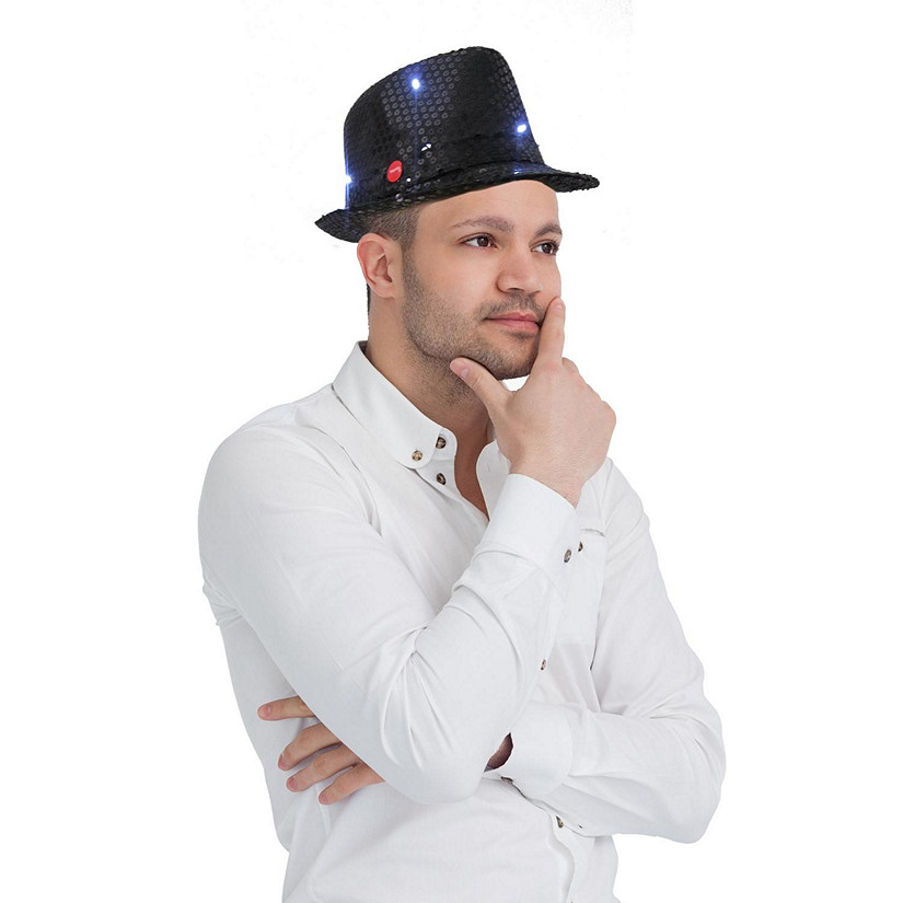 Fedora Hat W. LED Lights - Black Image