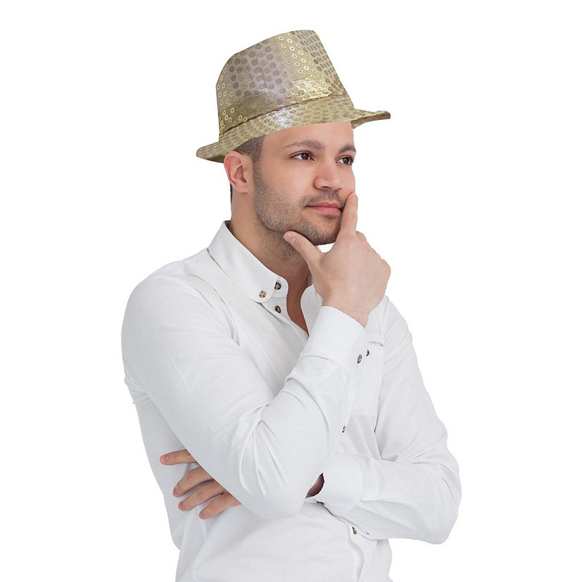 Fedora Hat W. LED Lights - Gold Image