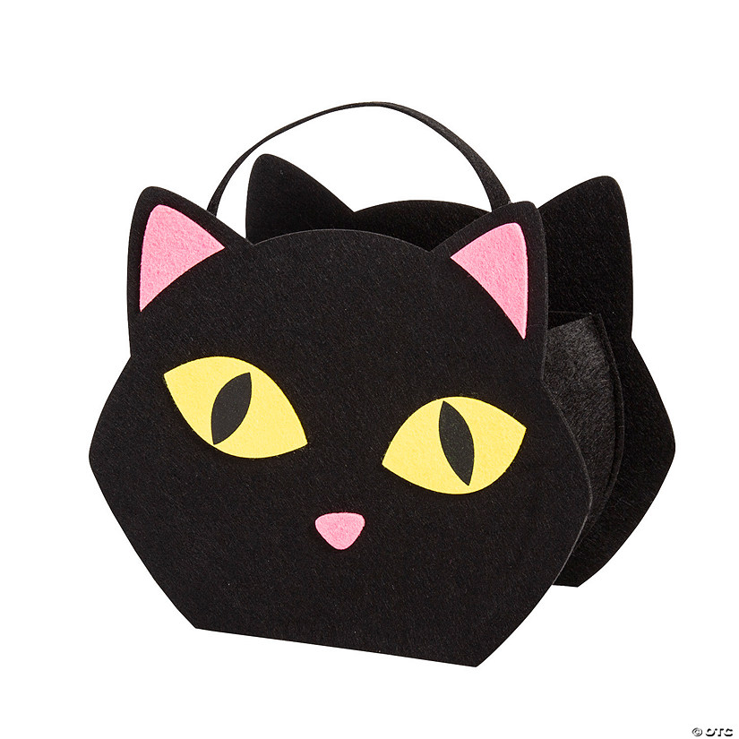 Felt Black Cat Trick-or-Treat Bucket Image