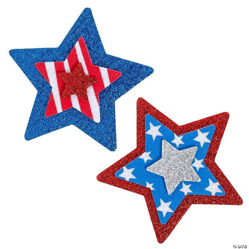 Felt Patterned Patriotic Star Magnet Craft Kit - Makes 12 Image