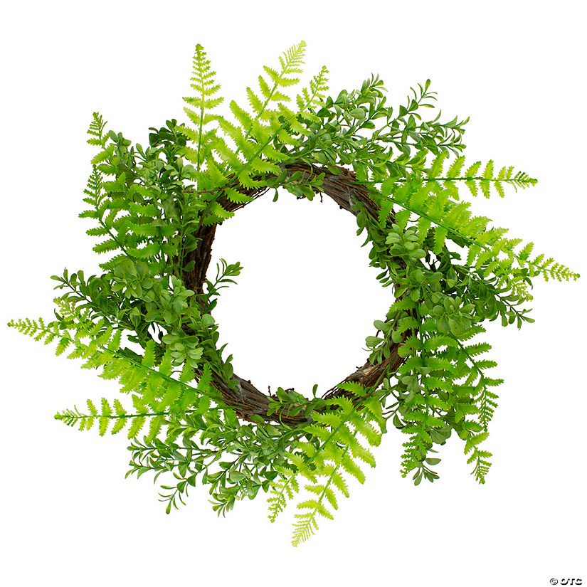 Fern Leaf Artificial Springtime Wreath  Green - 18-Inch Image