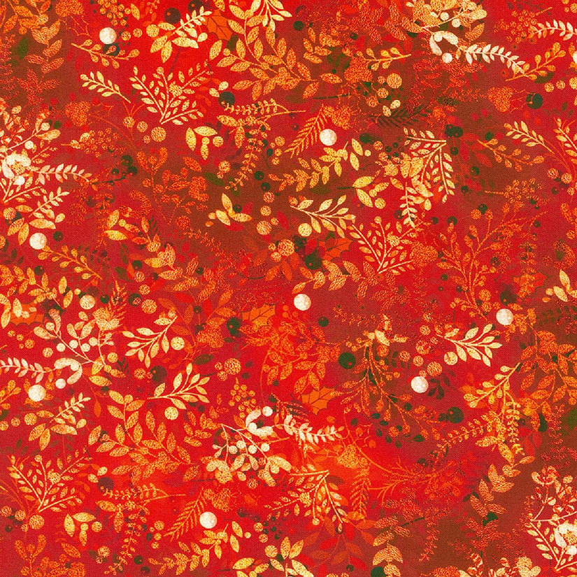 Festive Beauty Winter Branches Red Cotton Fabric by Robert Kaufman by the yard Image