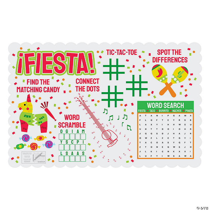 Fiesta Activity Placemats 12 Pc. Oriental Trading