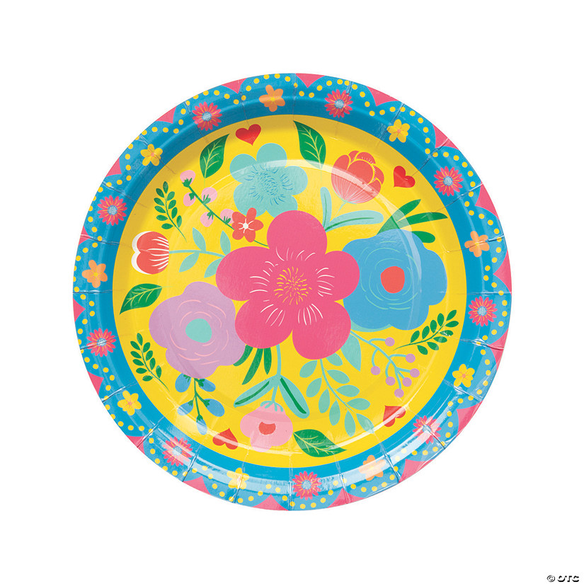 Fiesta Floral Bright Paper Dinner Plates - 8 Ct. Image