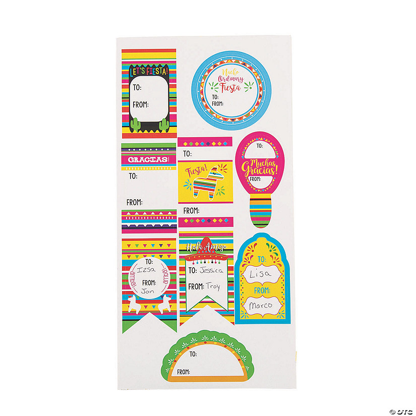 Fiesta Gift Tag Stickers - 12 Pc. Image