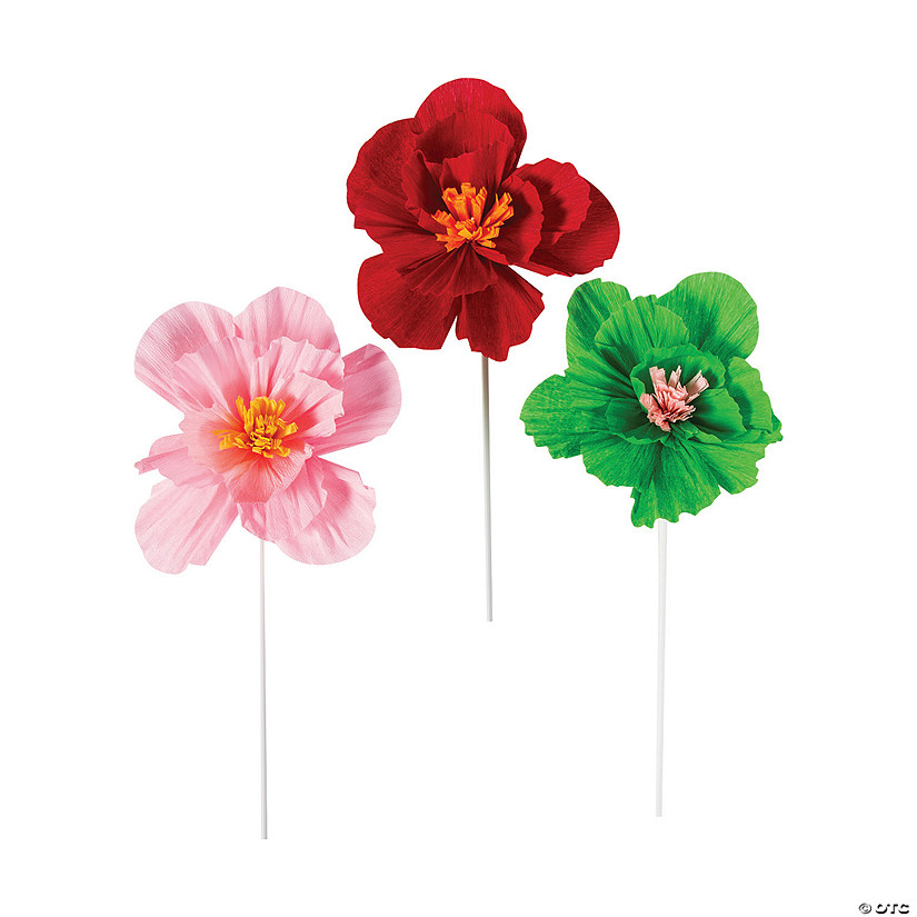 Fiesta Tissue Flower Sticks - 6 Pc. Image