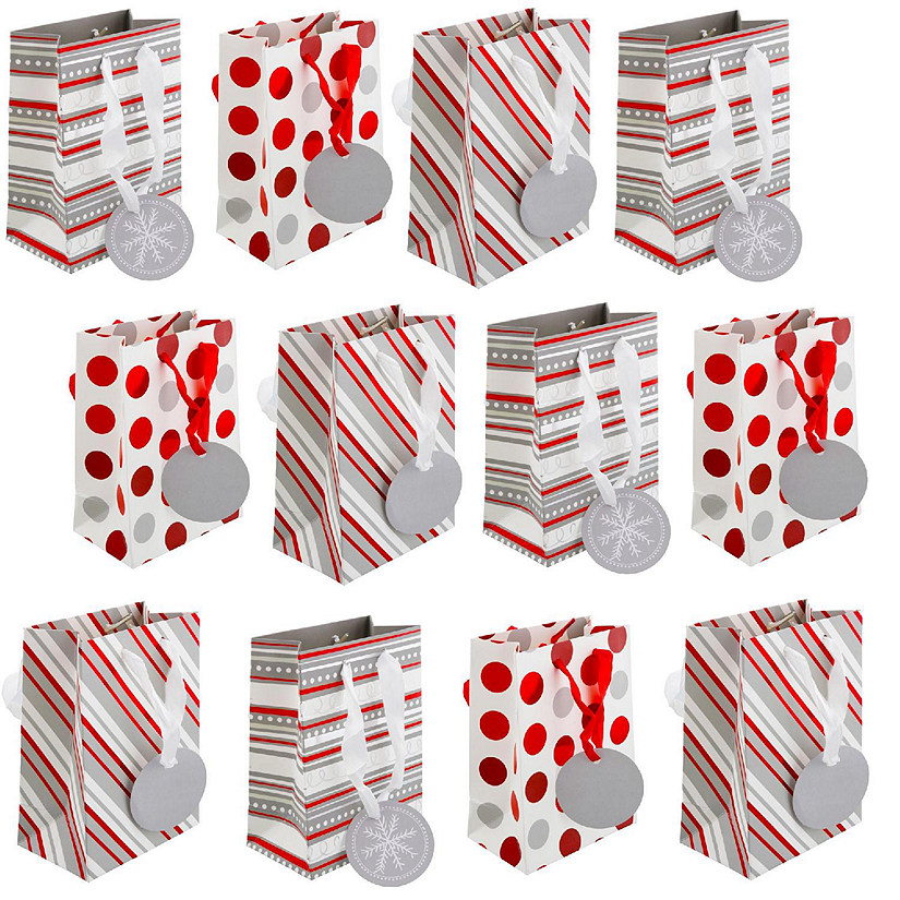 Mini Red Gift Bags with Handles, Bulk Kraft Party Favor Bags (6 x 5 x 2.5  In, 50 Pack)