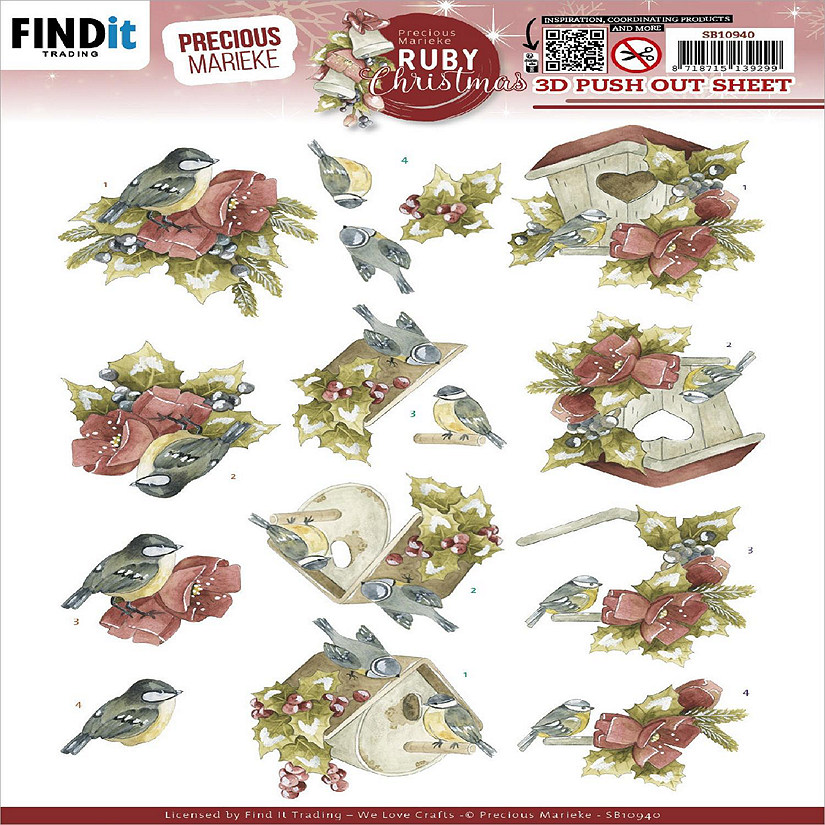 Find It Trading Precious Marieke Punchout SheetRuby Bird, Ruby
