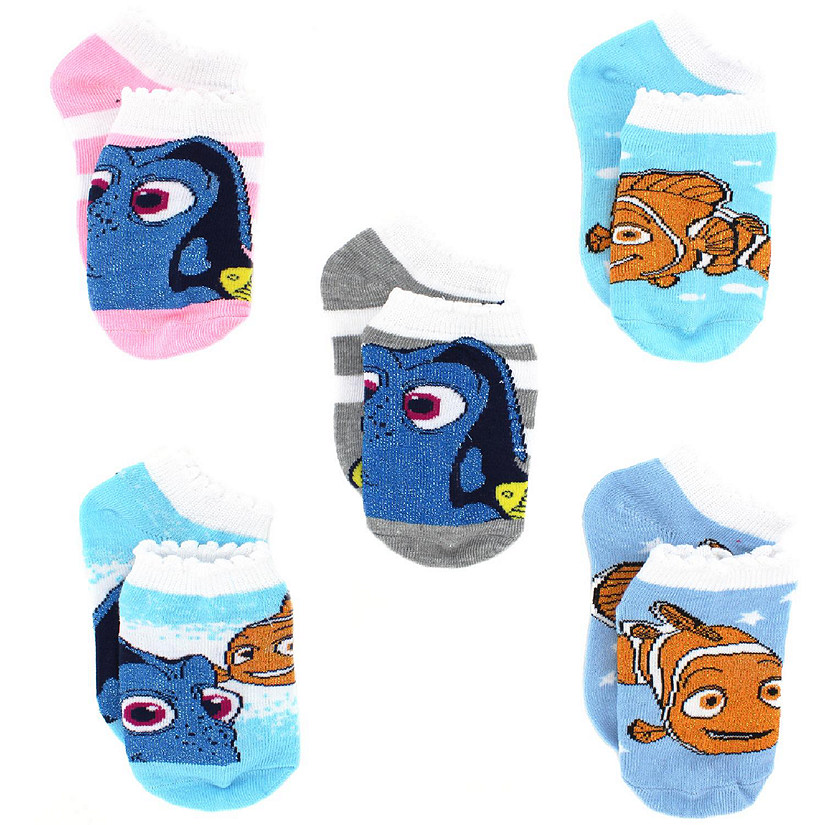 Finding Dory Nemo Girls 5 pack Socks (Shoe: 10-4 (Sock: 6-8), Lurex Dory Pastel) Image