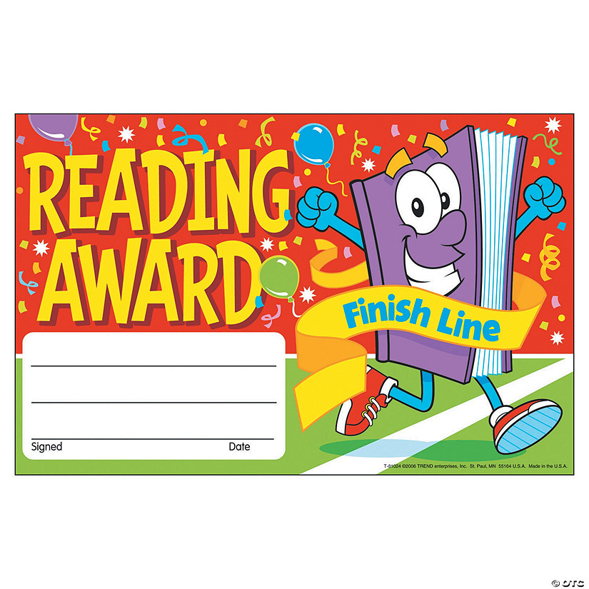 Finish Line Reading Award Certificates Image