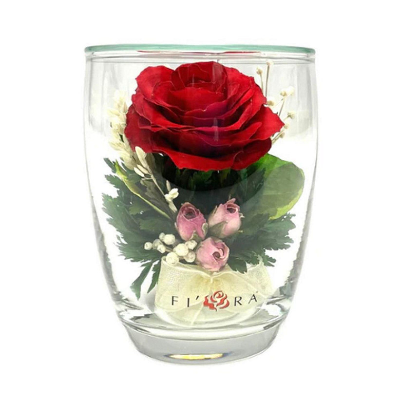 Fiora Flower Long Lasting Red Rose in a Small Glass Vase Image