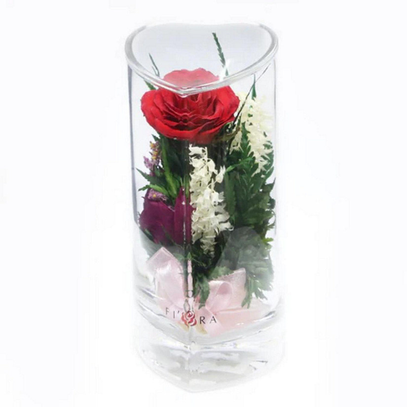 Fiora Flower Red Rose with White Limoniums and Greenery in a Heart Shaped Vase Image