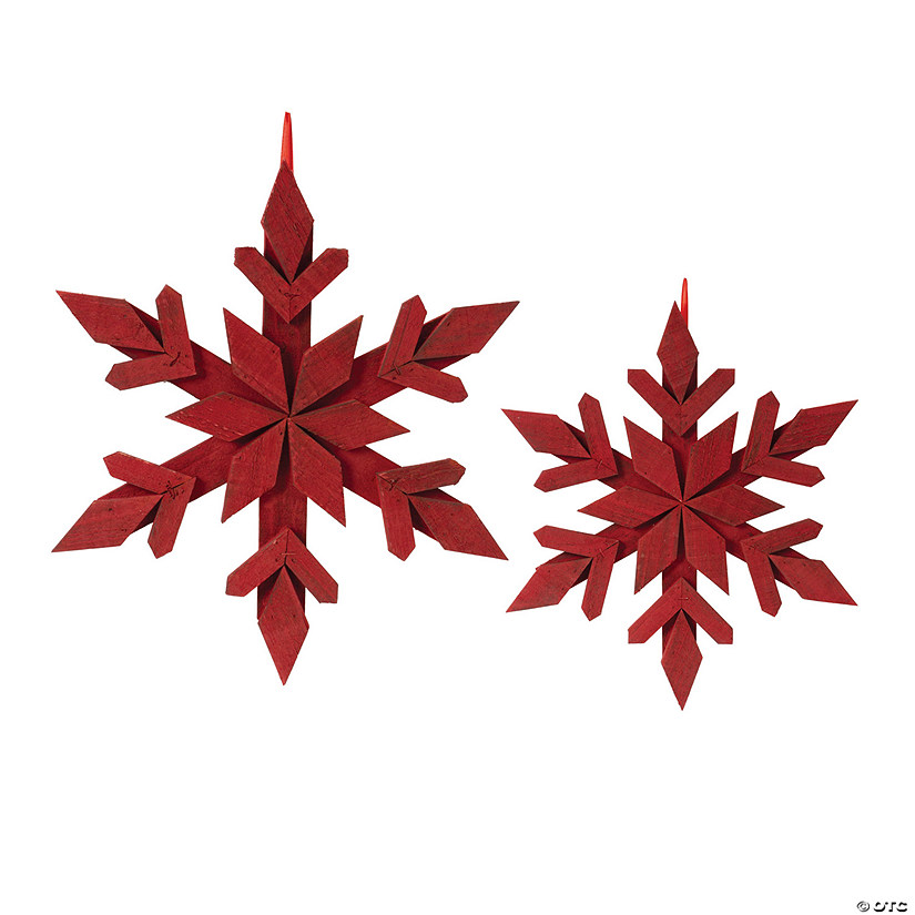 Fir Wood Snowflake Ornament (Set Of 4) 14"H, 18"H Wood Image