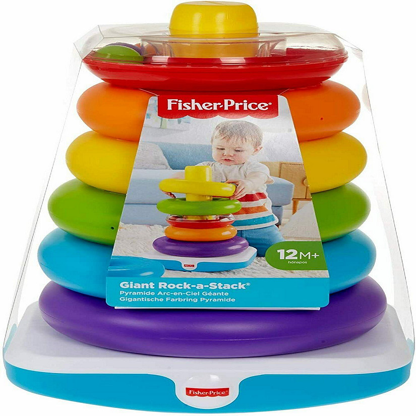 Fisher-Price Giant Rock-a-Stack, 14-inch Tall Stacking Toy with 6 Colorful Rings for Baby Image