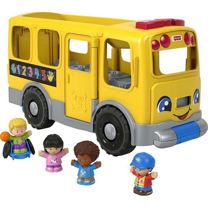 Fisher-Price Little People Big Yellow Bus, musical push and pull toy with Smart Stages for toddlers and preschool kids Image
