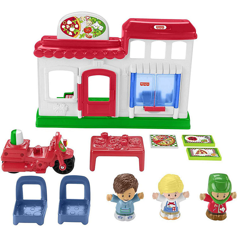 Fisher-Price Little People We Deliver Pizza Place Pizza Kitchen Playset w/ Push-Along Vehicle Image