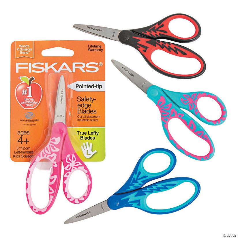 Fiskars<sup>&#174;</sup> Left-Handed Softgrip<sup>&#174;</sup> Pointed-Tip Scissors Classpack - 12 Pc. Image