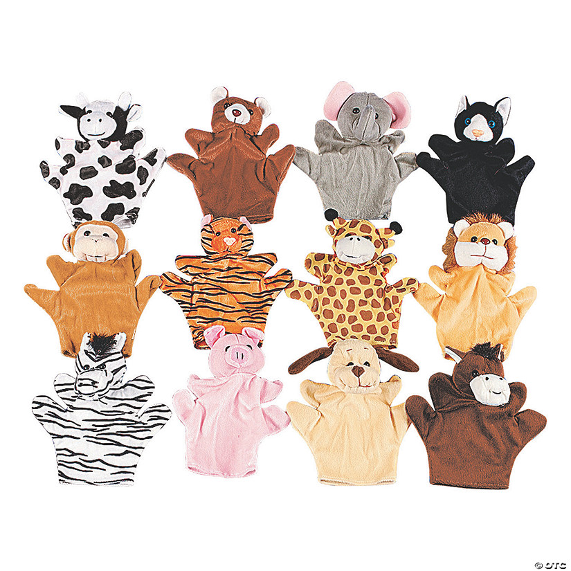 Five Finger Hand Puppets Farm & Wild Stuffed Animals - 12 Pc. Image