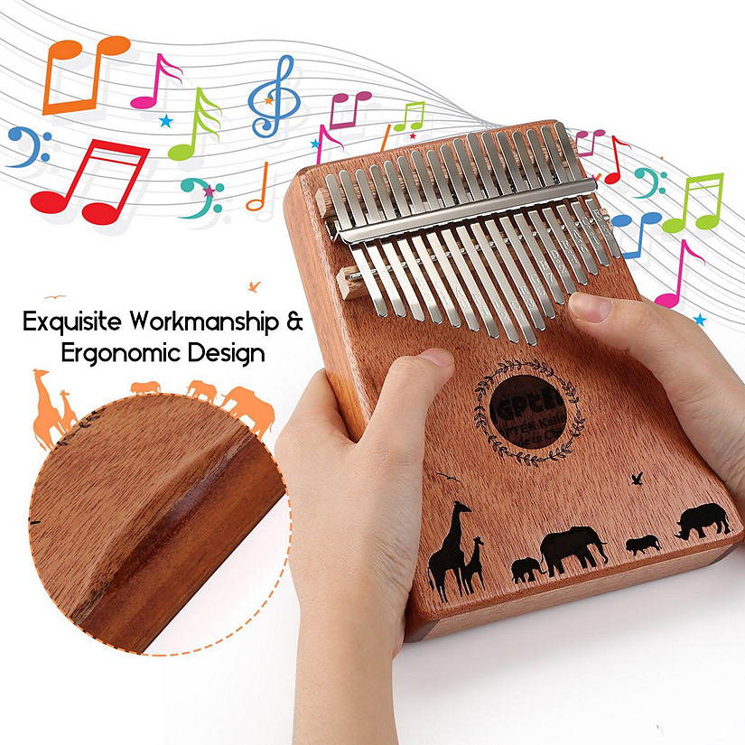 FIXM Kalimba 17 Keys Thumb Piano with Tuning Hammer for Beginners and Professionals Image