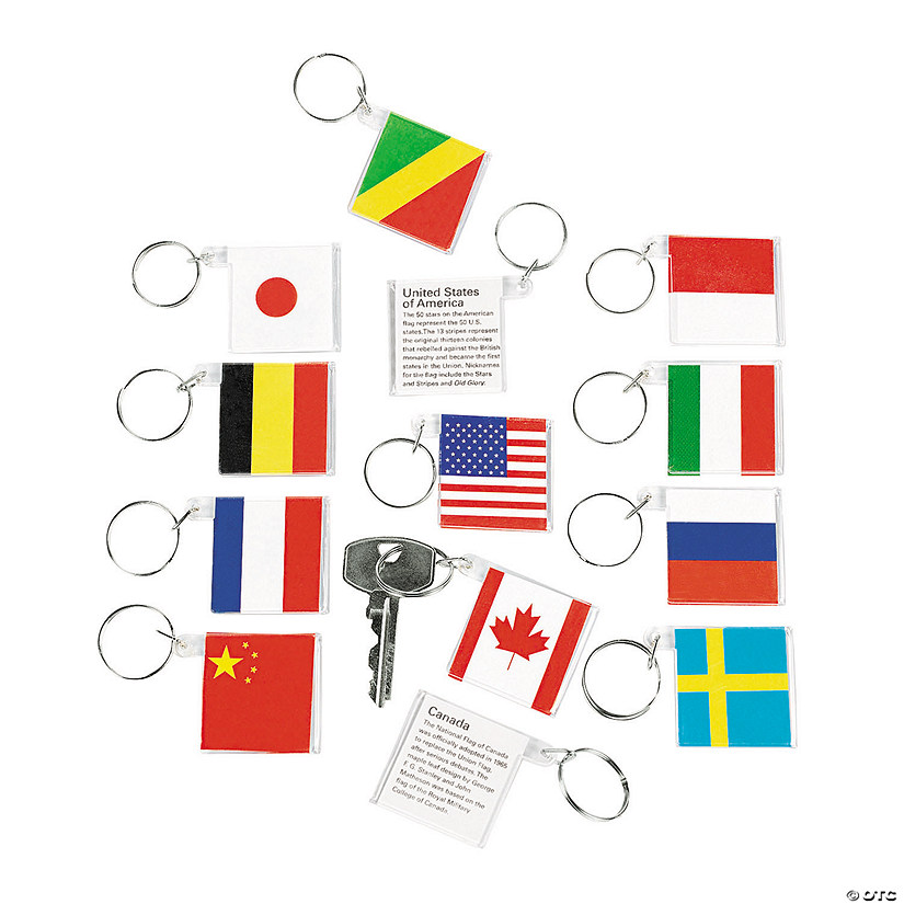 Flags Around the World Keychains Oriental Trading