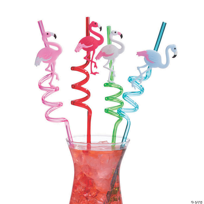 Flamingo BPA-Free Plastic Silly Straws - 12 Pc. Image