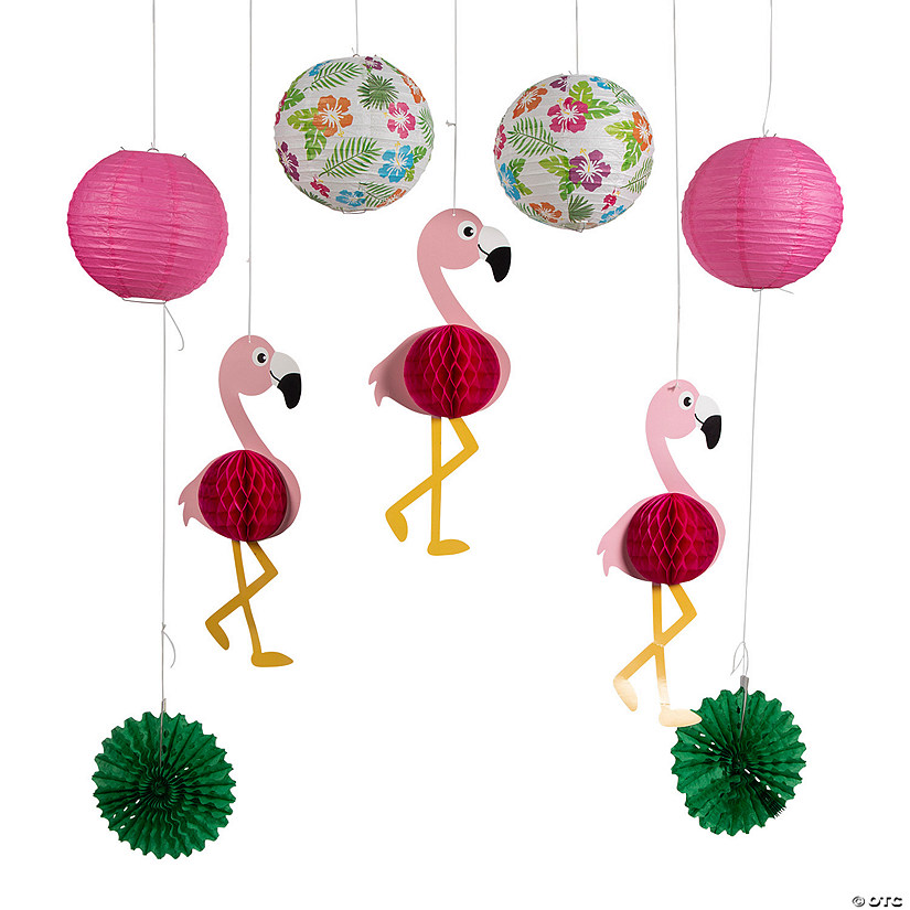 Flamingo Party Hanging Decorating Kit - 9 Pc. Image