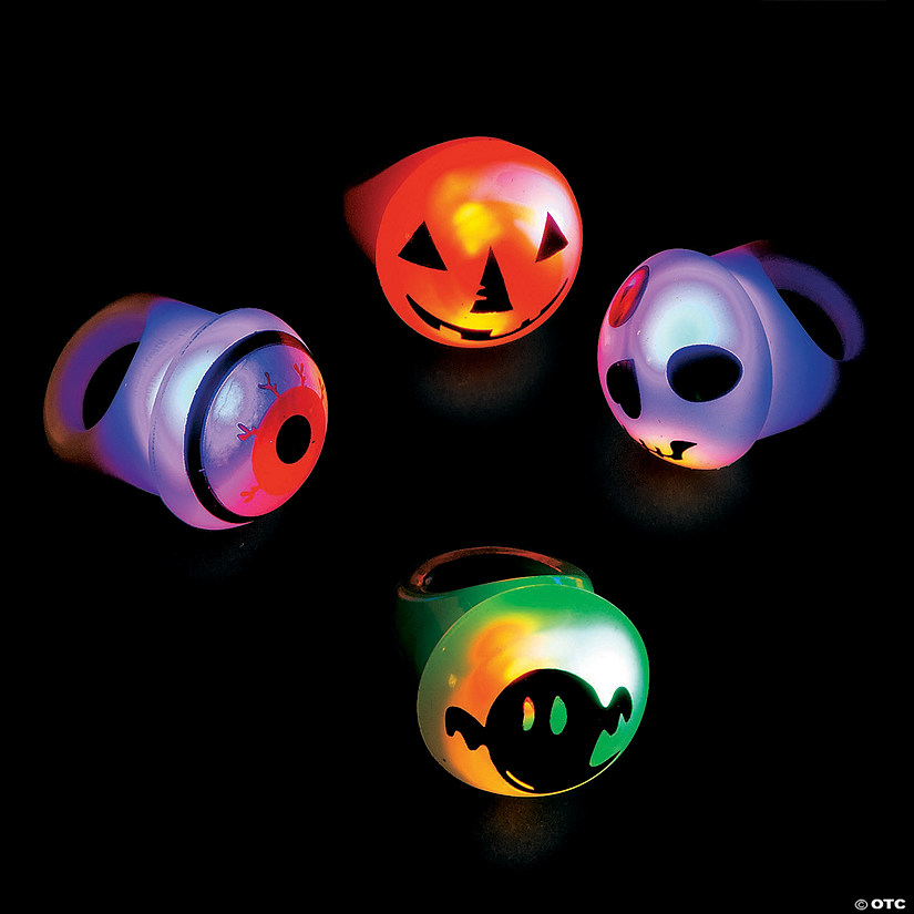 Flashing Halloween Light-Up Rings - 12 Pc. Image