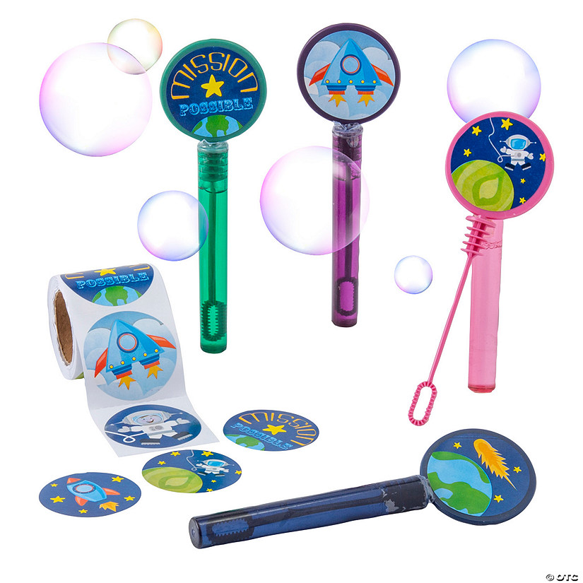 Flat Bubble Tubes with Outer Space Stickers - 25 Pc. Image