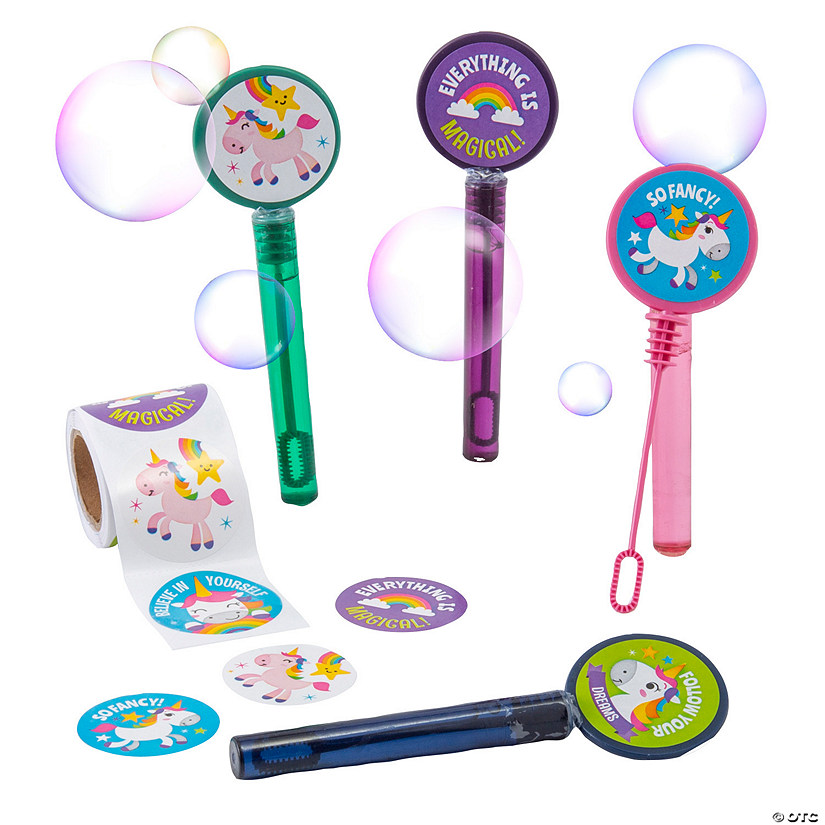 Flat Bubble Tubes with Unicorn Stickers - 124 Pc. Image