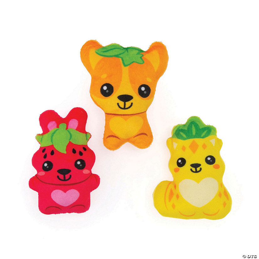 Flat Kawaii Stuffed Cute Fruit Animals - 12 Pc. Image