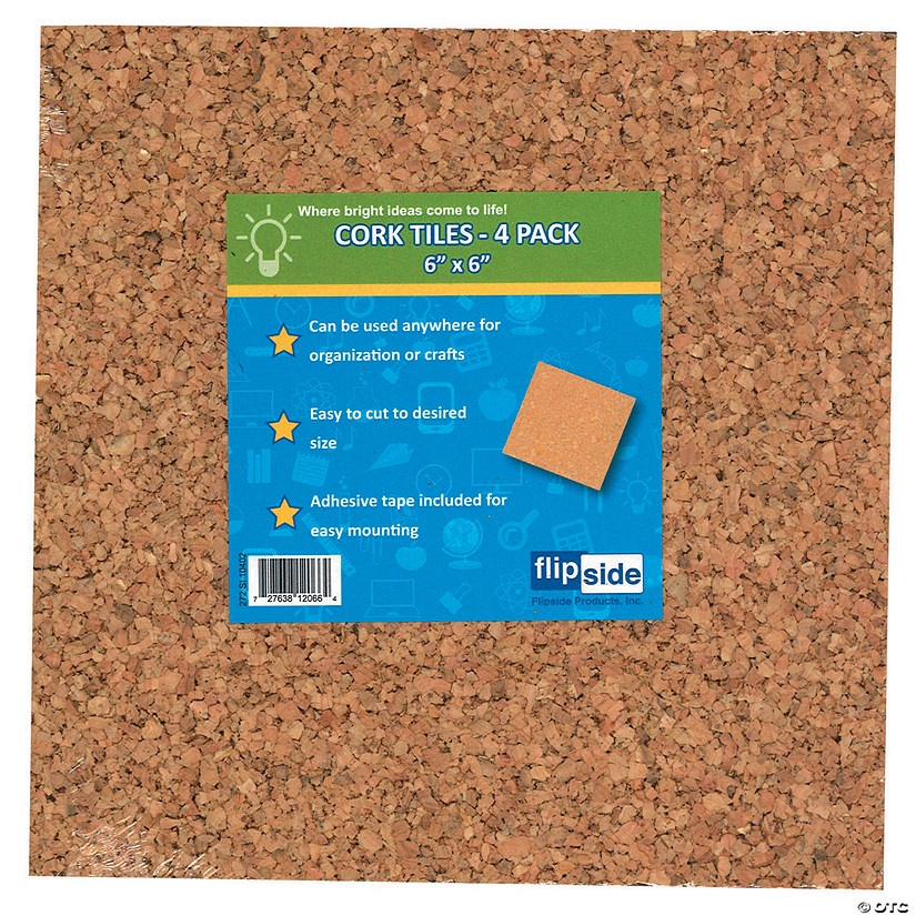 Flipside Cork Tiles 6Inx6In 4 Per, 6 Pack Image