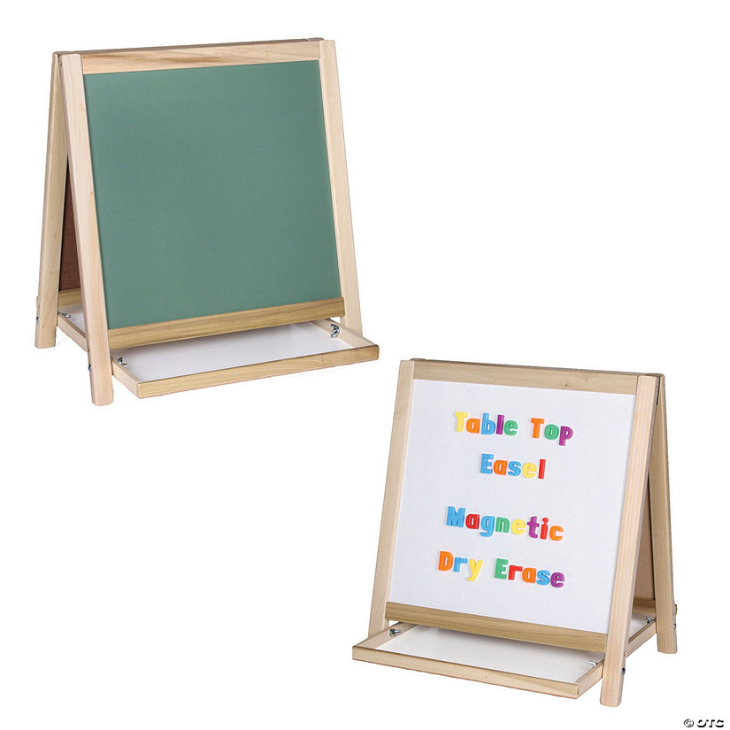 Flipside Magnetic Table Top Easel, Chalkboard/Whiteboard, 18.5" x 18" Image