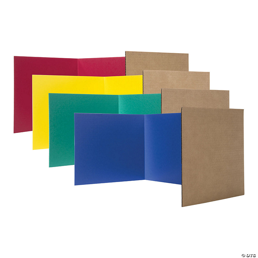 Flipside Products Corrugated Study Carrels, 12" x 48", Assorted Colors, Pack of 24 Image