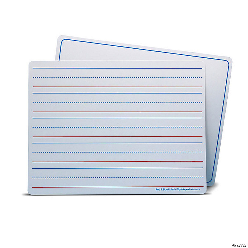 Flipside Products Dry Erase Learning Mat, Two-Sided Red & Blue Ruled/Plain, 9" x 12", Pack of 24 Image