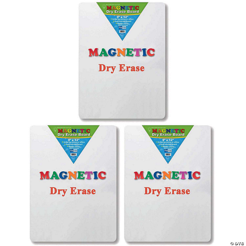 Flipside Products Magnetic Dry Erase Board, 9" x 12", Pack of 3 Image