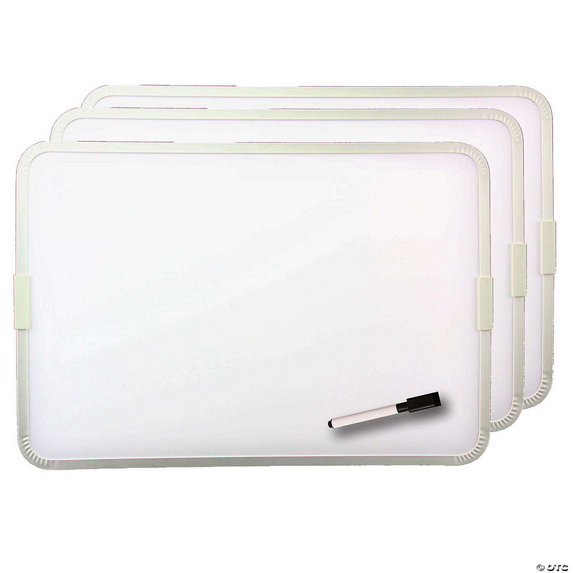 Flipside Products Two-Sided Aluminum Framed, Magnetic Dry Erase Board with Pen, 12" x 17.5", Pack of 3 Image