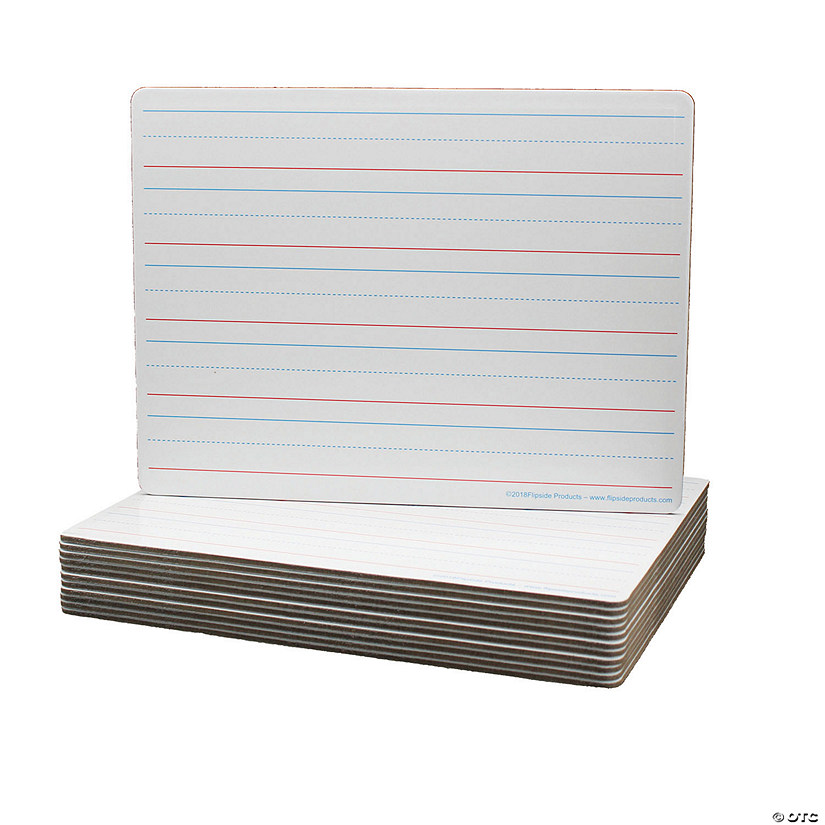 Flipside Two-Sided (Red & Blue Ruled/Blank) Dry Erase Board, 9" x 12", Pack of 12 Image